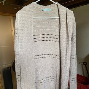 Maurice’s Tan Long Cardigan. Size medium.